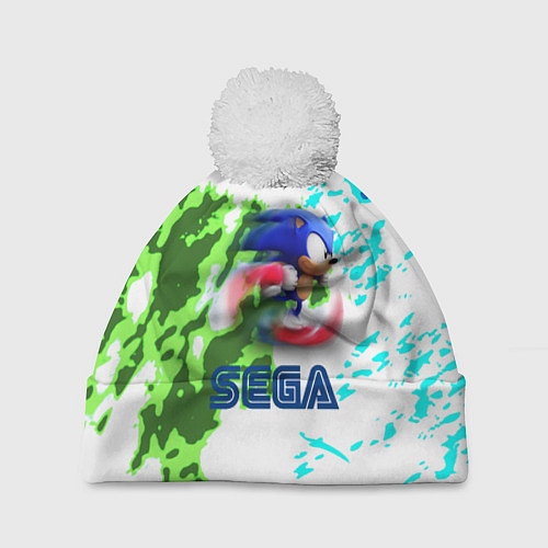 Шапка c помпоном Sonic sega game / 3D-Белый – фото 1