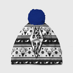 Шапка с помпоном The Elder Scrolls winter deer pattern, цвет: 3D-тёмно-синий