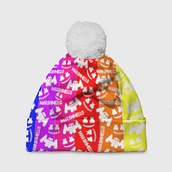 Шапка с помпоном Marshmello rainbow, цвет: 3D-белый