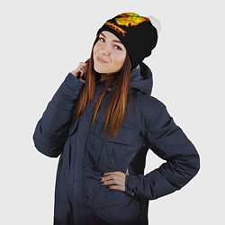 Шапка с помпоном Cyberpunk 2077 fire logo, цвет: 3D-белый — фото 2