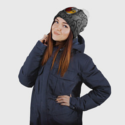 Шапка с помпоном Три слезы бога на металическом арнаменте, цвет: 3D-белый — фото 2