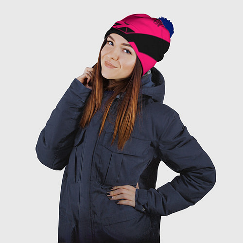 Шапка c помпоном Dead by april geometry / 3D-Тёмно-синий – фото 2