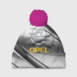 Шапка с помпоном Opel стальная геометрия, цвет: 3D-малиновый