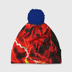 Шапка c помпоном Skyrim red storm logo