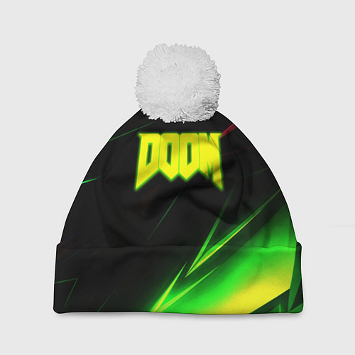 Шапка c помпоном Doom кислотные линии / 3D-Белый – фото 1
