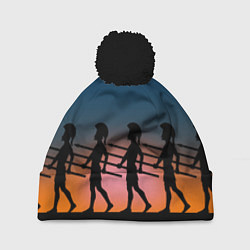 Шапка с помпоном Древние греки на закате, цвет: 3D-черный