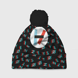 Шапка с помпоном Twenty one pilots glitch, цвет: 3D-черный