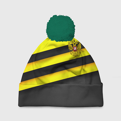 Шапка c помпоном Герб РФ геометрия линии / 3D-Зеленый – фото 1