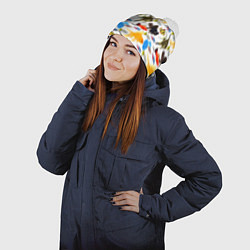 Шапка с помпоном Аквариумные рыбки паттерн, цвет: 3D-белый — фото 2