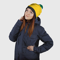 Шапка с помпоном Мы русские с нами Бог НИКА желтая патриоты, цвет: 3D-зеленый — фото 2