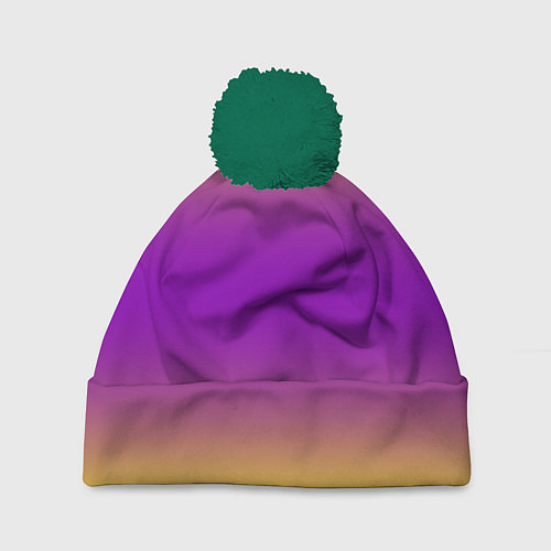 Шапка c помпоном Градиент текстура абстракция / 3D-Зеленый – фото 1