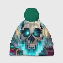 Шапка с помпоном Minecraft skull - ai art fantasy, цвет: 3D-зеленый