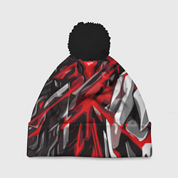 Шапка с помпоном Красный и черный абстрактный фон, цвет: 3D-черный