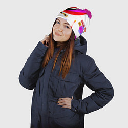 Шапка с помпоном Вечеринка 90-х: Яркие символы эпохи, цвет: 3D-малиновый — фото 2