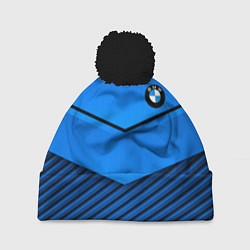 Шапка с помпоном BMW geometry blue, цвет: 3D-черный