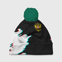 Шапка с помпоном Герб глитч краски, цвет: 3D-зеленый