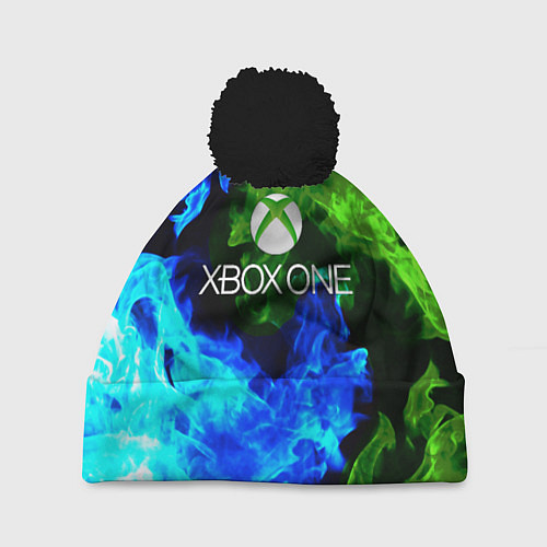 Шапка c помпоном Xbox битва огня / 3D-Черный – фото 1
