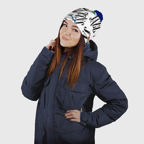 Шапка c помпоном Just jazz in color / 3D-Тёмно-синий – фото 2