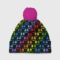 Шапка с помпоном Marshmello pattern neon, цвет: 3D-малиновый