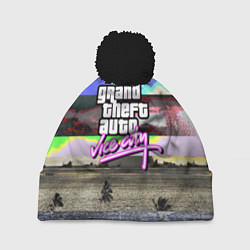 Шапка с помпоном Vice city glitch, цвет: 3D-черный