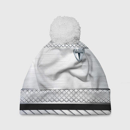 Шапка c помпоном Tesla metal auto / 3D-Белый – фото 1