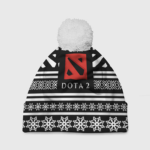 Шапка c помпоном Dota pattern game / 3D-Белый – фото 1