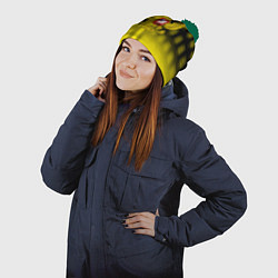 Шапка с помпоном Герб РФ лого текстура, цвет: 3D-зеленый — фото 2