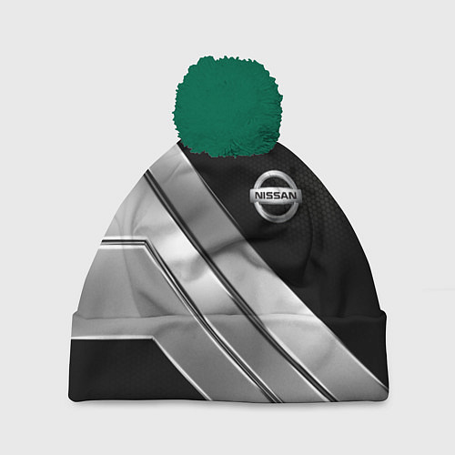 Шапка c помпоном Nissan metal steel auto / 3D-Зеленый – фото 1
