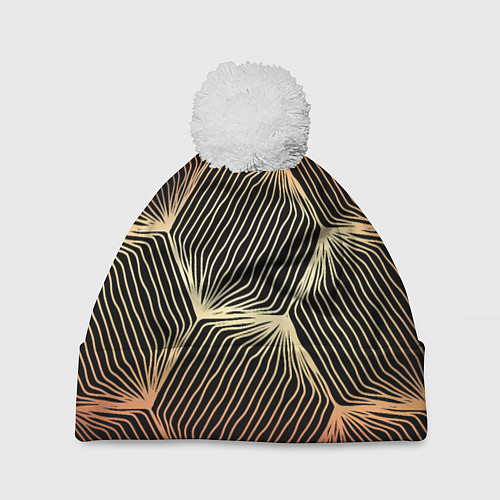 Шапка c помпоном Узоры в форме сот с огненным переливом / 3D-Белый – фото 1