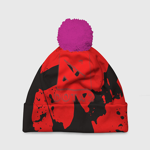Шапка c помпоном Dota краски иероглиф / 3D-Малиновый – фото 1