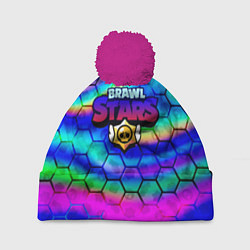 Шапка c помпоном Brawl stars neon gradient