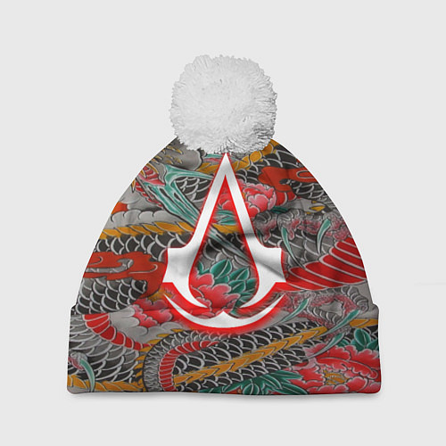 Шапка c помпоном Assassins Creed shadows japan / 3D-Белый – фото 1