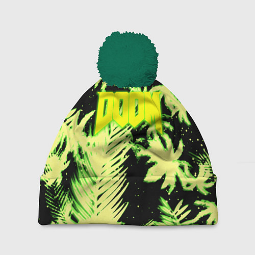 Шапка c помпоном Doom тропический стиль кислота / 3D-Зеленый – фото 1