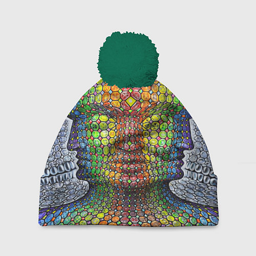 Шапка c помпоном Оптические стёкла / 3D-Зеленый – фото 1