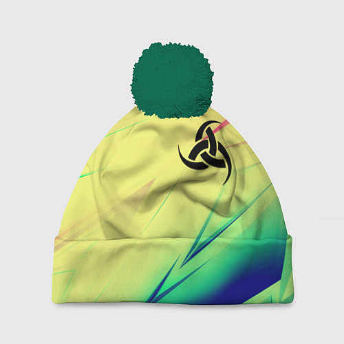 Шапка c помпоном Славянская символики лого / 3D-Зеленый – фото 1
