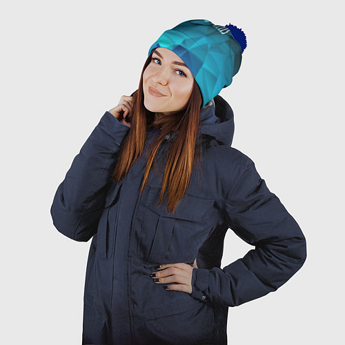 Шапка c помпоном Dead cells абстрактный стиль / 3D-Тёмно-синий – фото 2