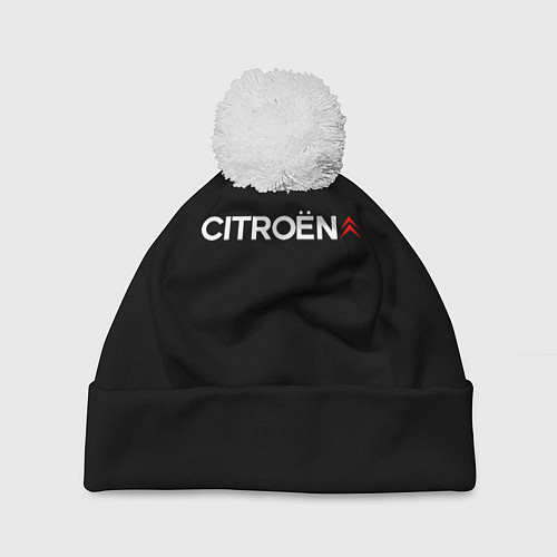 Шапка c помпоном Citroen logo / 3D-Белый – фото 1