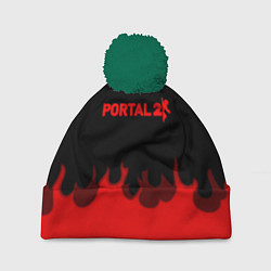 Шапка с помпоном Portal fire abstraction, цвет: 3D-зеленый