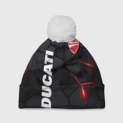 Шапка с помпоном Ducati - плиты с эффектом свечения, цвет: 3D-белый