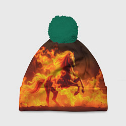 Шапка с помпоном Огненная лошадь, цвет: 3D-зеленый