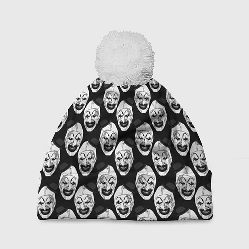 Шапка c помпоном Funny terrifier clown Art / 3D-Белый – фото 1