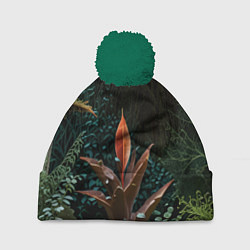 Шапка c помпоном Объемные растения