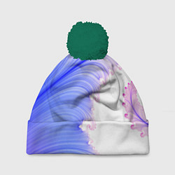 Шапка с помпоном Узоры неон фрактал, цвет: 3D-зеленый