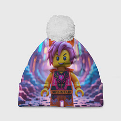 Шапка с помпоном Роблокс с фиолетовыми волосами, цвет: 3D-белый