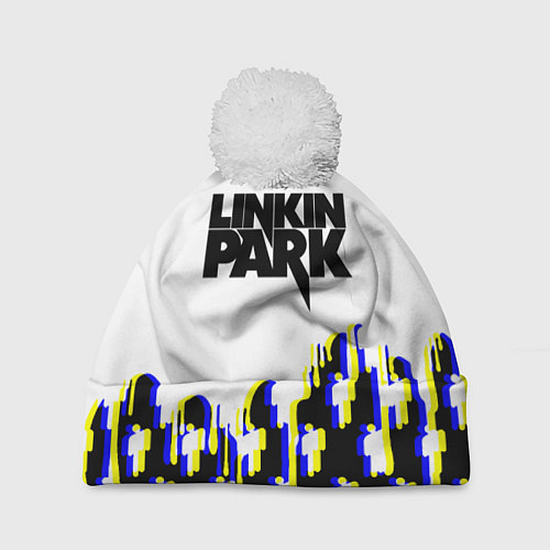 Шапка c помпоном Linkin park human / 3D-Белый – фото 1