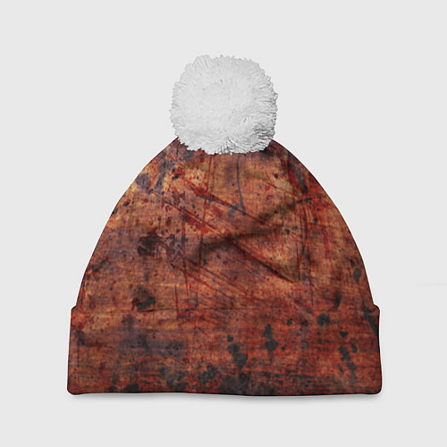 Шапка c помпоном Абстракция - rusty mood / 3D-Белый – фото 1
