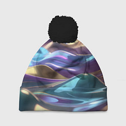 Шапка с помпоном Космические мягкие волны, цвет: 3D-черный