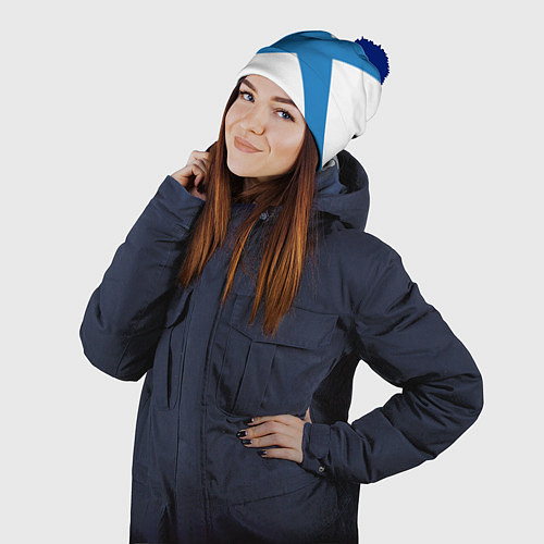 Шапка c помпоном Военно-морской флот: Андреевский флаг / 3D-Тёмно-синий – фото 2