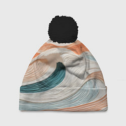 Шапка с помпоном Персиковые волны, цвет: 3D-черный