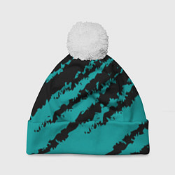 Шапка c помпоном The color is black and light blue